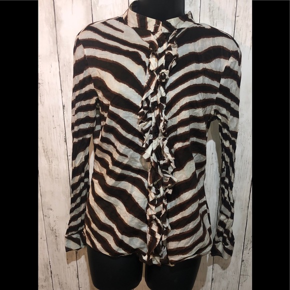 MICHAEL Michael Kors Tops - Michael Kors Animal Print Ruffled Blouse 10